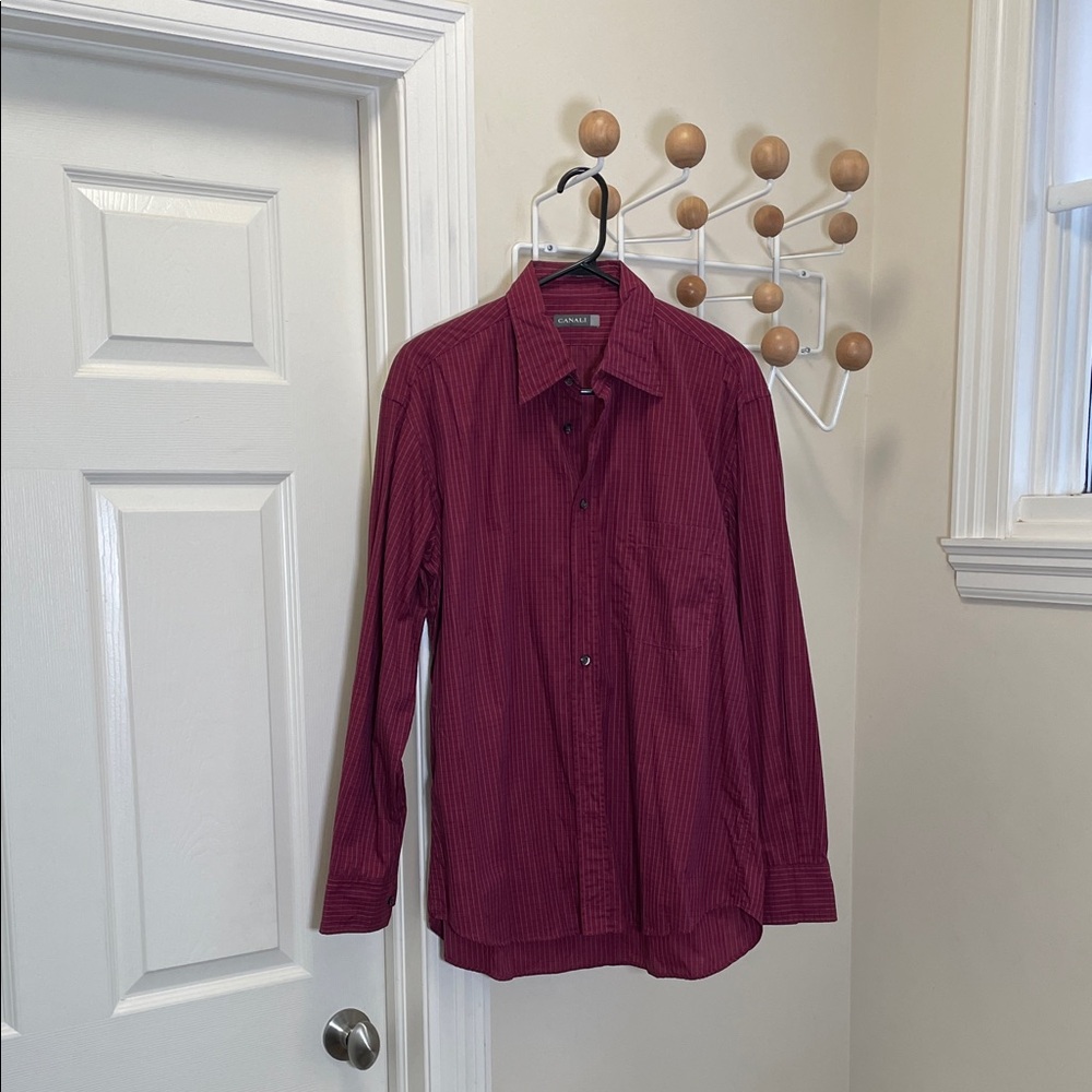 Canali - Classic Long Sleeve Button Down Shirt - Red - L